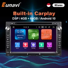 Eunavi 2 Din Android 10 Auto Dvd Radio Gps Auto Voor Vw MK5 MK4 MK3 T5 Transporter Passat B5 B4 jetta Bora Golf 4 Polo Sharan Unit