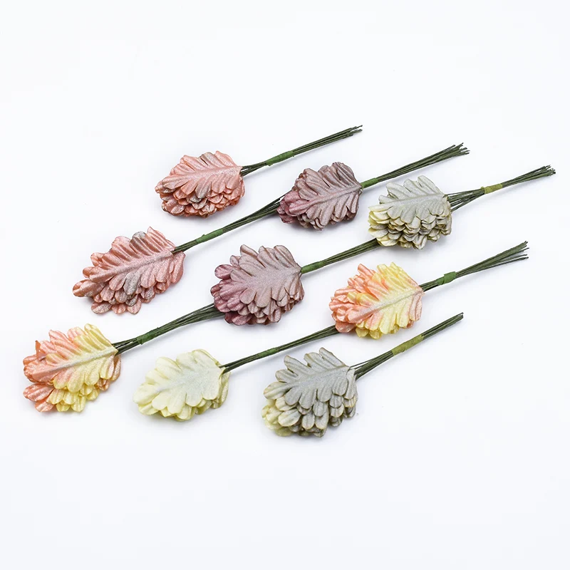 

12pieces christmas decorations for home leaf for decoration flower wall scrapbooking candy box Bridal brooch artificial plants