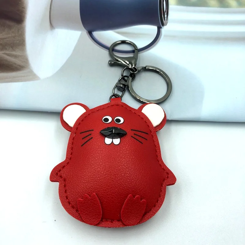 Exknl кисточкой мультфильм крыса мыши автомобиль брелок мультфильм подвеска с животными из искусственной кожи брелок для ключей мышь кольцо сумка аксессуары ювелирные изделия