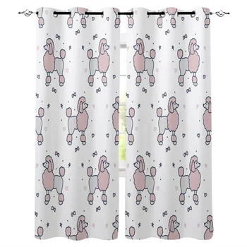 

Pet Dog Bow Hair Heart Window Curtains Living Room Kitchen Curtains for Bedroom Left and Right Biparting Open Curtains