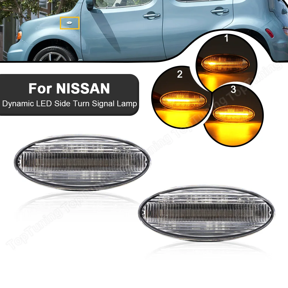 

2X Dynamic LED Side Marker Turn Signal Light Lamp For Renault Koleos Smart Forfour Nissan Micra Cube Evalia Note X-Trail Leaf