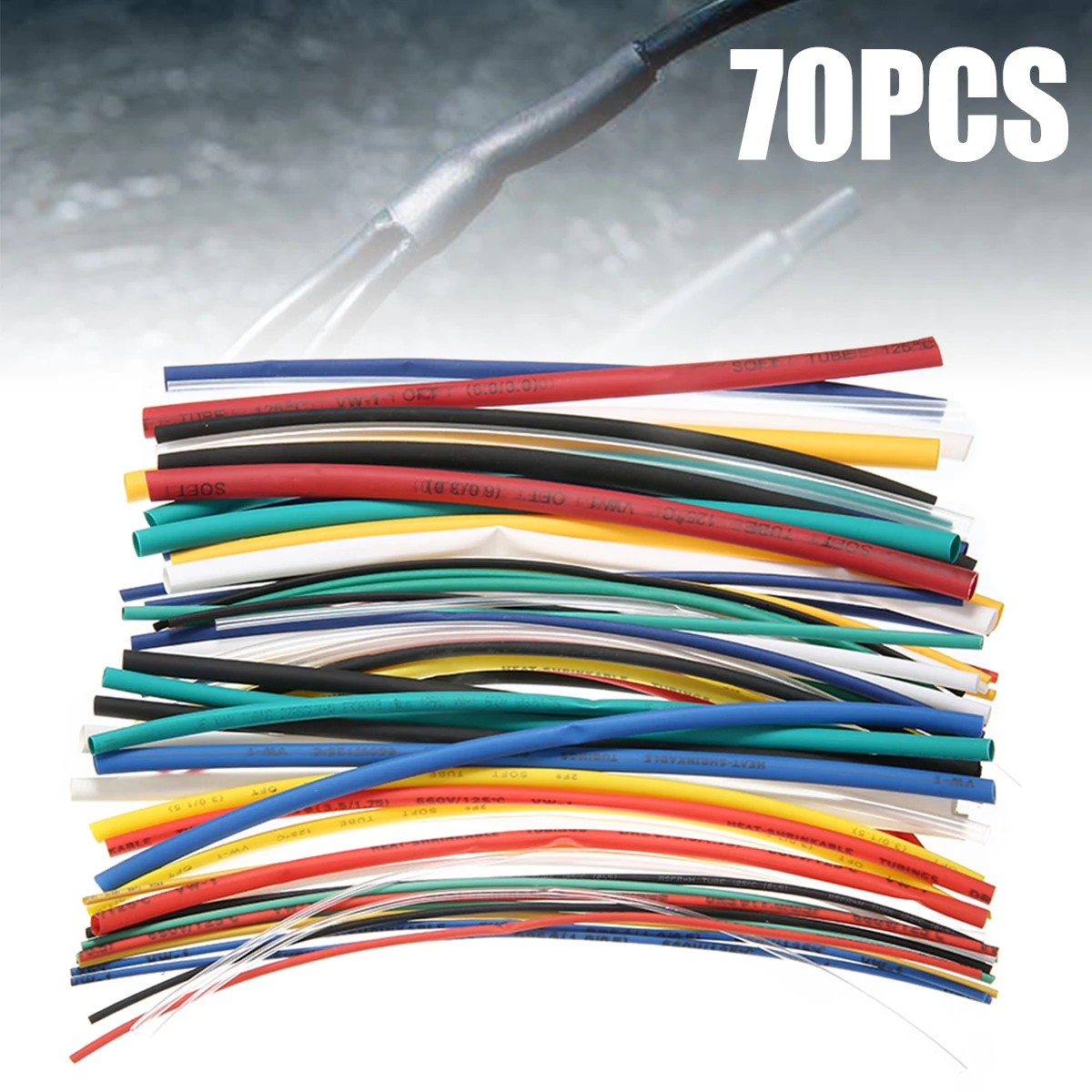 

New 70pcs 8 Size Assortment Polyolefin 2:1 Heat Shrink Tubing Sleeving Wrap Kit