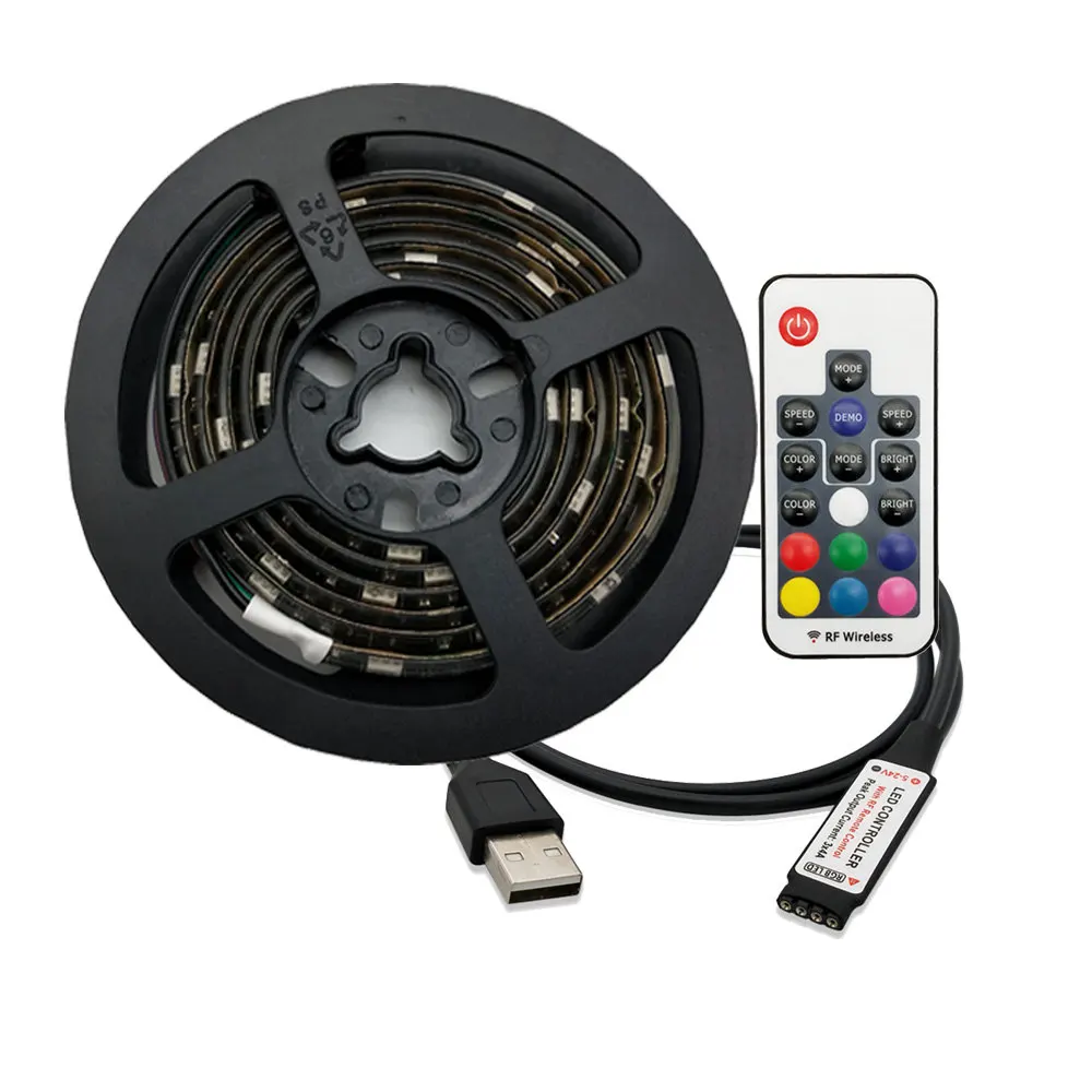 17 keys Set DC 5V USB светодиодный фонарь 5050 водонепроницаемый RGB светодиодный гибкий фонарь 50 см 1 м 2 м 17Key пульт дистанционного управления для ТВ фоновое освещение Светодиодная полоска - Испускаемый цвет: 17 keys Set