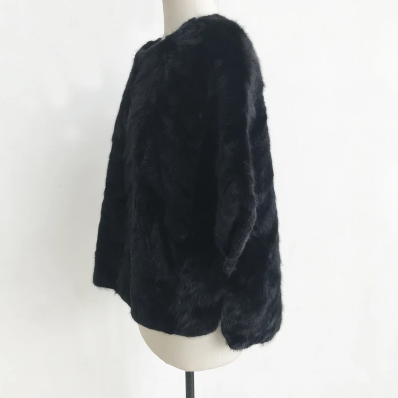 Новая женская зимняя одежда из натуральной-й мех норки, черная куртка, теплая норковая шуба с рукавом «летучая мышь», tsr710
