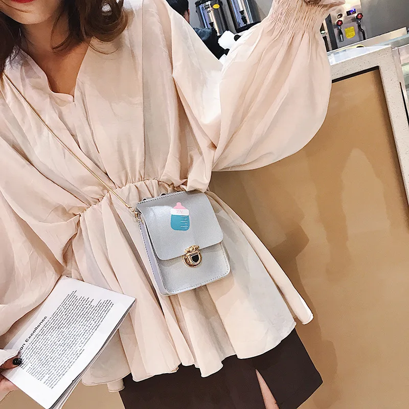

Small Bag Women's 2019 New Style Shoulder Korean-style Mini Buckle Double Layer xiao bao dai Purse Phone Bag Students