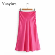 Новинка, женская мода, яркие цвета, боковая молния, юбка миди, Faldas Mujer, женская уличная одежда, шикарные, с неровным подолом, мягкие юбки