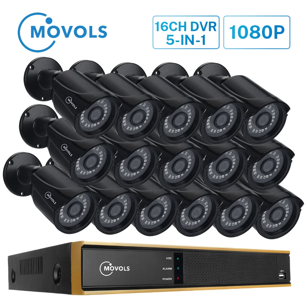 US $404.95 Movols 16ch Cctv Camera System 16pcs 2mp Ir Security Camera System H265 P2p Dvr Kit Waterproof Outdoor Video Surveillance Set