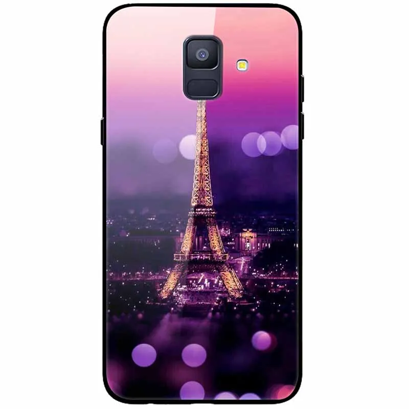 Luxury Case For Samsung Galaxy A8 A6 Plus 2018 Cover Glass Tempered Fashion Coque for Samsung A8 2018 Cases Shockproof A8Plus kawaii samsung phone cases