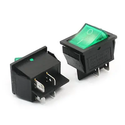 

AC 110-220V Lamp Volt Green Button SPDT ON/OFF Control Boat Rocker Switch 2pcs