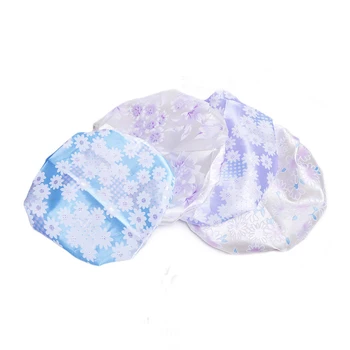 Preise Seide Wasserdichte Bad Hut Frauen Dusche Haar Abdeckung Reusable Elastische Kopf Haar Abdeckung Salon Dusche Bad Werkzeug