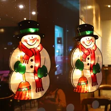 Santa Claus Led Suction Cup Window Hanging Lights Christmas Decorative Atmosphere Scene Decor Festive Decorative Lights