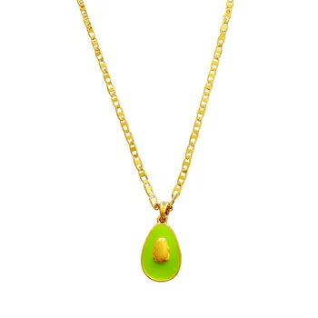 

2020 New European and American Fashion Fashion Enamel Drip Glaze Sweet Cute Avocado Necklace Female