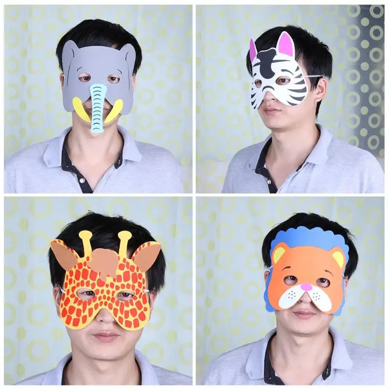 12 шт./компл., милая маска тигра с мышкой, товары для вечеринок на день рождения, маски из пеноматериала EVA с животными, Детские праздничные От 0 до 18 лет с рисунком