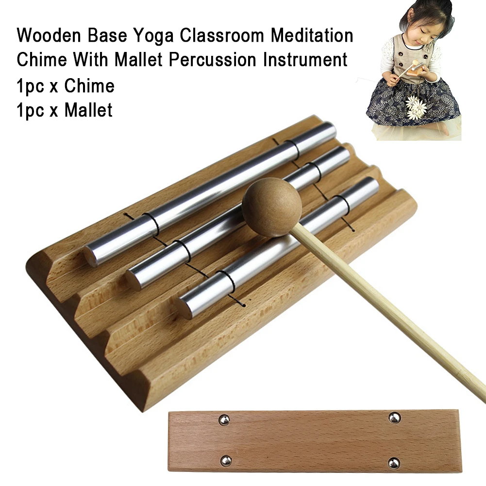 Prayer Meditation Chime Tabletop Musical Gift Children Percussion Instrument Portable Bell Wooden Base Yoga Knocking With Mallet