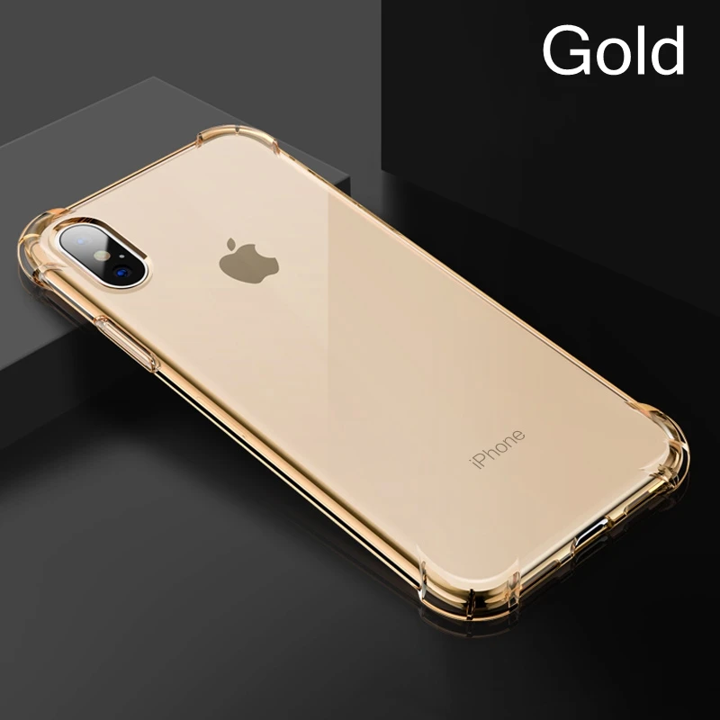 Противоударный Прозрачный чехол для iphone 11 Pro XS MAX XR X 10 7 8 6 6S Plus для samsung Galaxy S10 Plus S8 S9 Gasbag мягкий чехол из ТПУ - Цвет: Gold