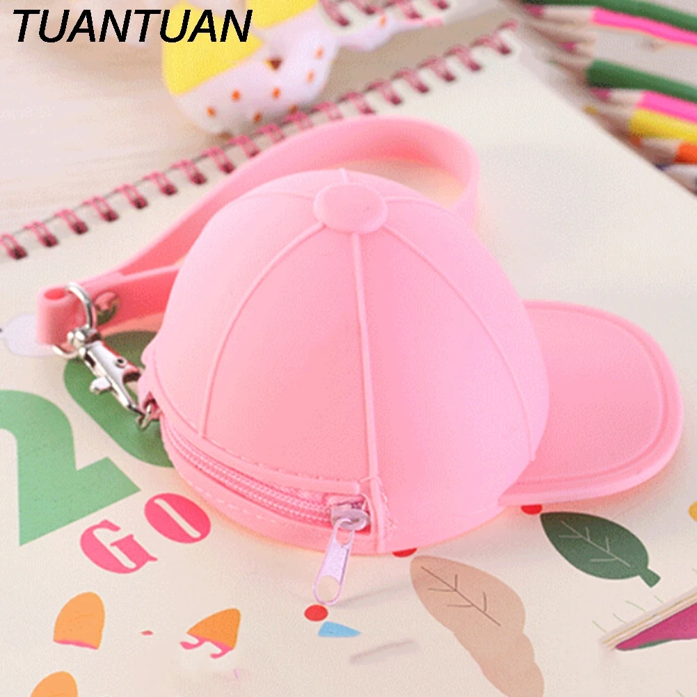 Pink Color Small Silicone Hat Shape School Office Desk Clip Holer Zipper Clips Storage Student Creative Gift 1PC