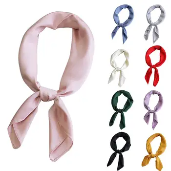 

Small Square Silk Scarf Head Neck Scarf Foulard Femme Women Pure Color Silky Square Scarf Shawl Headband Neckerchief Wrap gifts