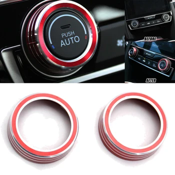 

Mayitr 2pcs Car AC Climate Knob Trim Ring Cover Red Fit For Honda Civic Sedan Coupe Hatchback 2016-2018