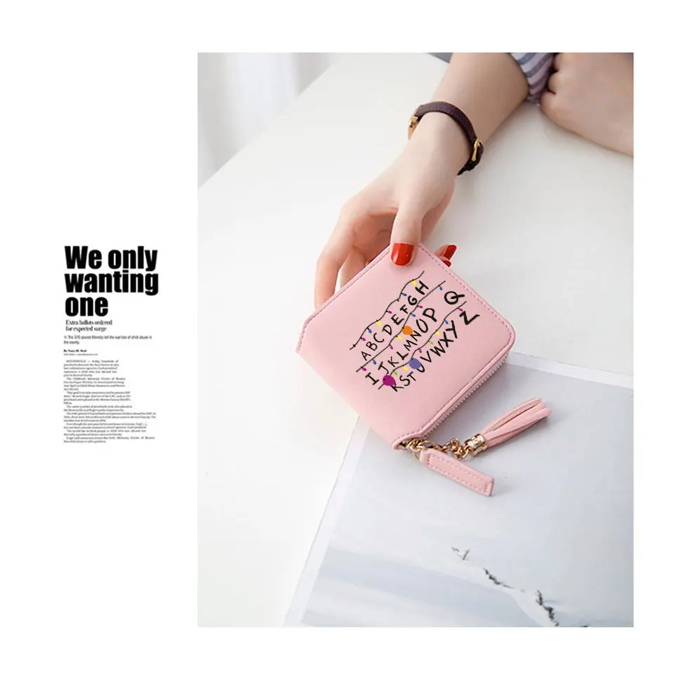 Stranger Things wallet femal Harajuku style wallet Women Mini Purse Accessories Short Zipper card Bags Lady card wallet