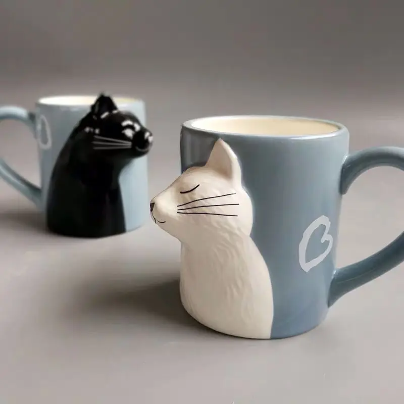 

Ceramic Mug Special Couple Cat Cup Head Tilt Kill Kiss Cat Valentine 'S Day Creative Ceramic Cup Coffee Mug Gift