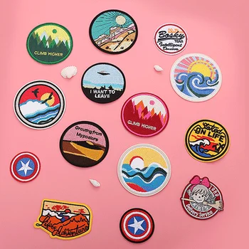 

Circular Embroidery Badge DIY Patch Patch Jacket Jacket Upholstery Cloth Sticker Iron On Patches Clothing Decoration Accessories