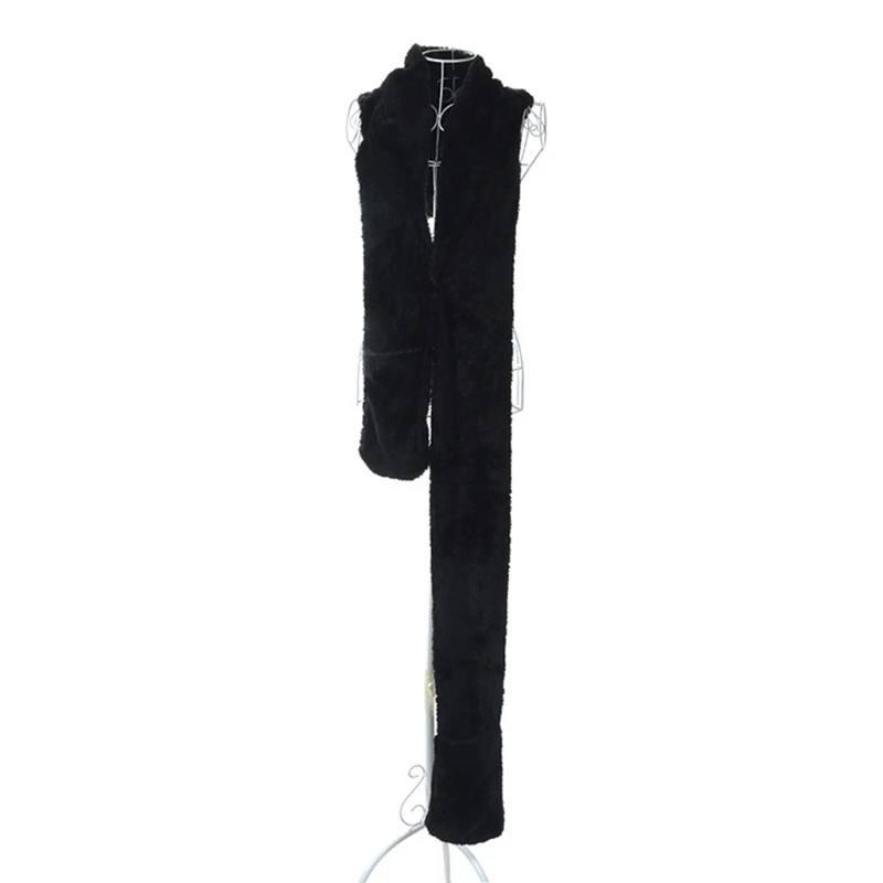 New Ladies Autumn And Winter Three-in-one Plush Bib Scarf Hat Gloves Three-piece One Scarf All Yards