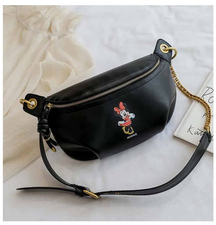 Black Minnie Микки Минни поясные сумки дамские нагрудные телефонные сумки женская сумка через плечо из искусственной кожи Женская поясная сумка Bolsa Feminina - Цвет: Black Minnie