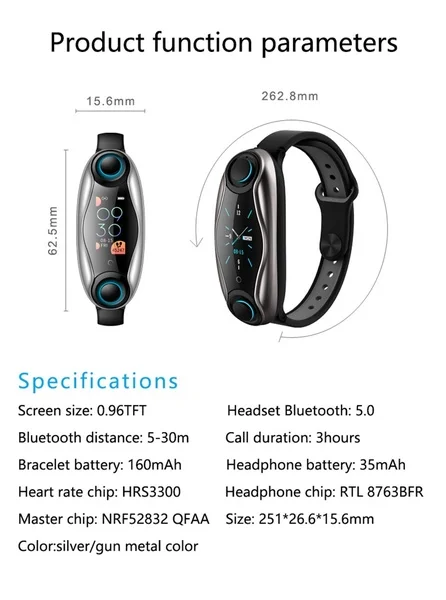 Горячие сенсорный экран t90/lt04 Смарт-часы с Bluetooth наушником монитор сердечного ритма кровяного давления