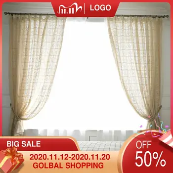 

Transparent Retro Hollow Curtain Finished Crochet North American Country Fabric Floor Window Screen Bay