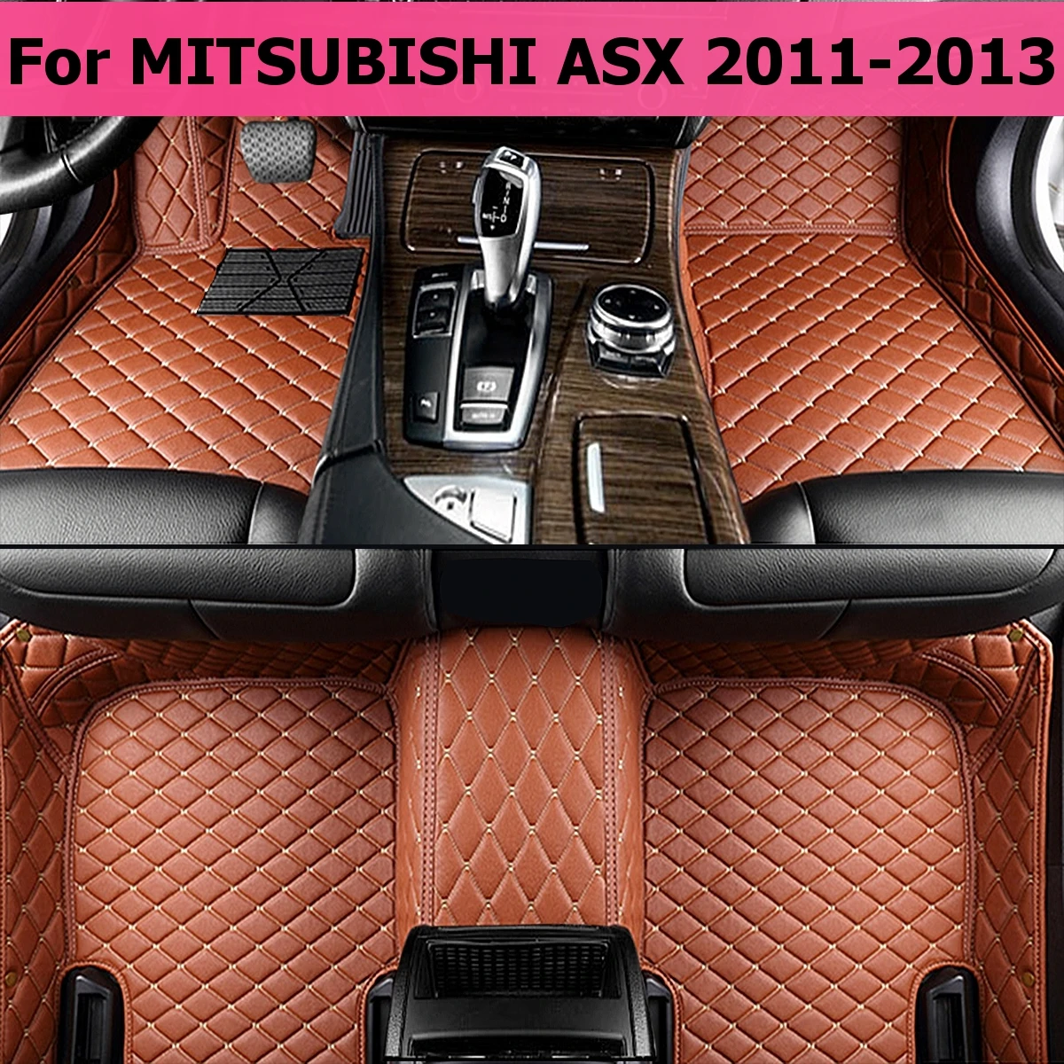 Автомобильный Водонепроницаемый коврики для Mitsubishi Outlander Asx 2011 2012 2013 автомобильные аксессуары, напольный коврик для ног коврик F& R Кожа - Название цвета: Asx Brown