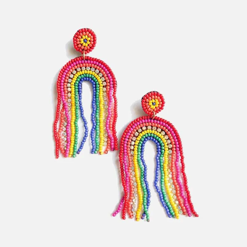 8 Dvacaman большие Свинг Висячие Серьги Boho Этнические бисерные подвески серьги большие кисточки бахрома массивные ювелирные изделия аксессуары - Окраска металла: 8