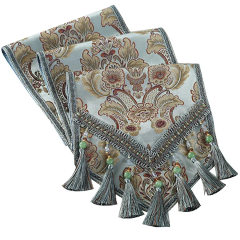 European Retro Luxury Table Runner Multi Spike Tassel Pendant Fashion Classic Coffee Table Decor Noble Jacquard