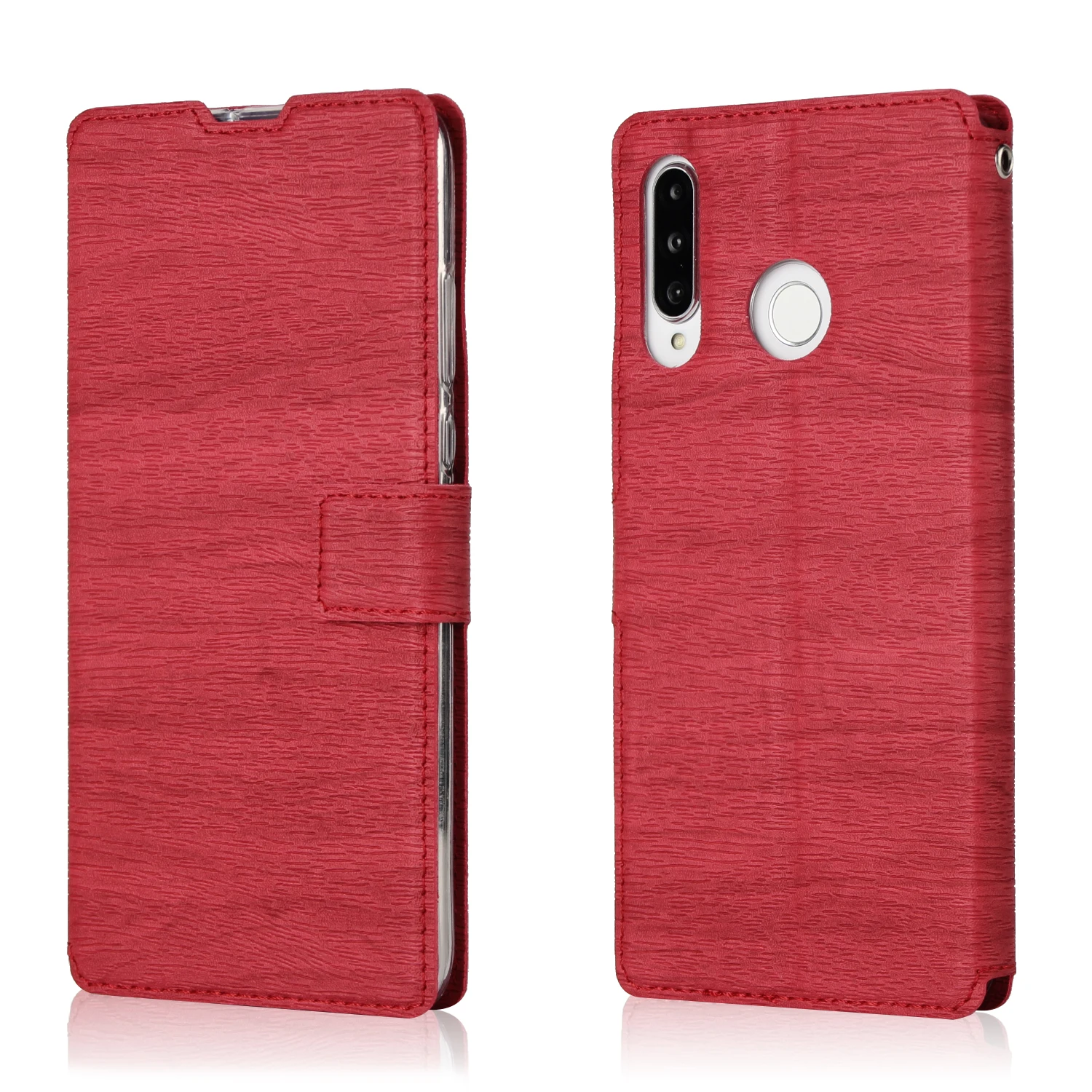 Чехол для huawei P20 P30 Lite, чехол для mate 20 Pro mate 20 Lite, чехол для y7 y9 из искусственной кожи, бумажник, флип-держатель, прозрачный чехол из ТПУ - Цвет: red