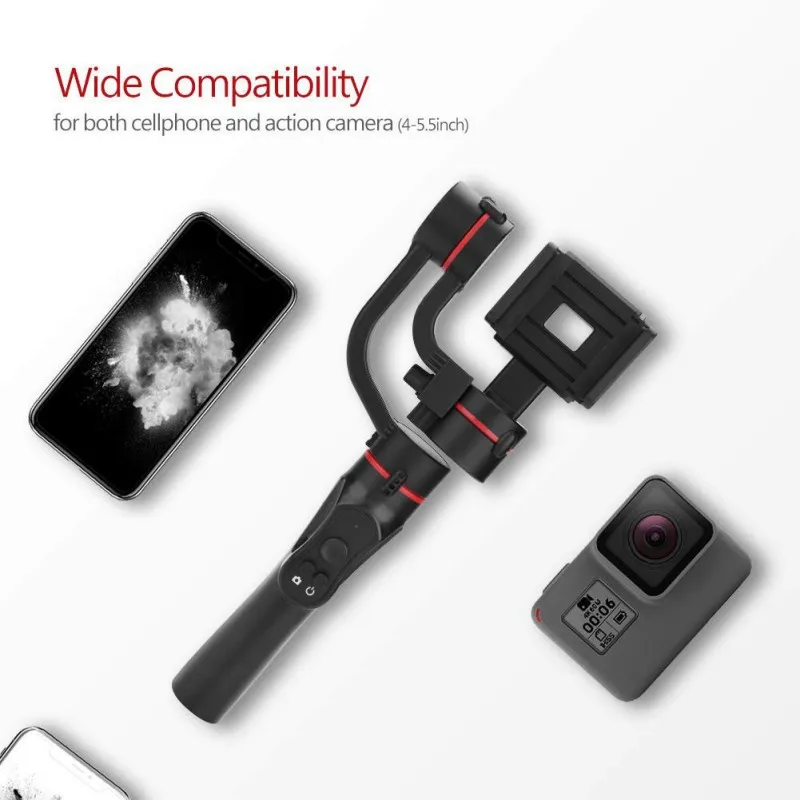 3-х осевой ручной шарнирный стабилизатор для камеры GoPro держатель смартфона Поддержка палка для селфи для iPhone samsung Galaxy huawei и т. д. смартфонов