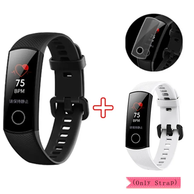 add white strap huawei honor Band 4, умный браслет, 50 метров, для плавания, водонепроницаемый, фитнес-трекер, умные часы, пульсометр, honor band3 - Цвет: add white strap