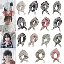 Детские кружевные шарфы для девочек, цветочный принт, треугольный шарф, шейный платок для детей