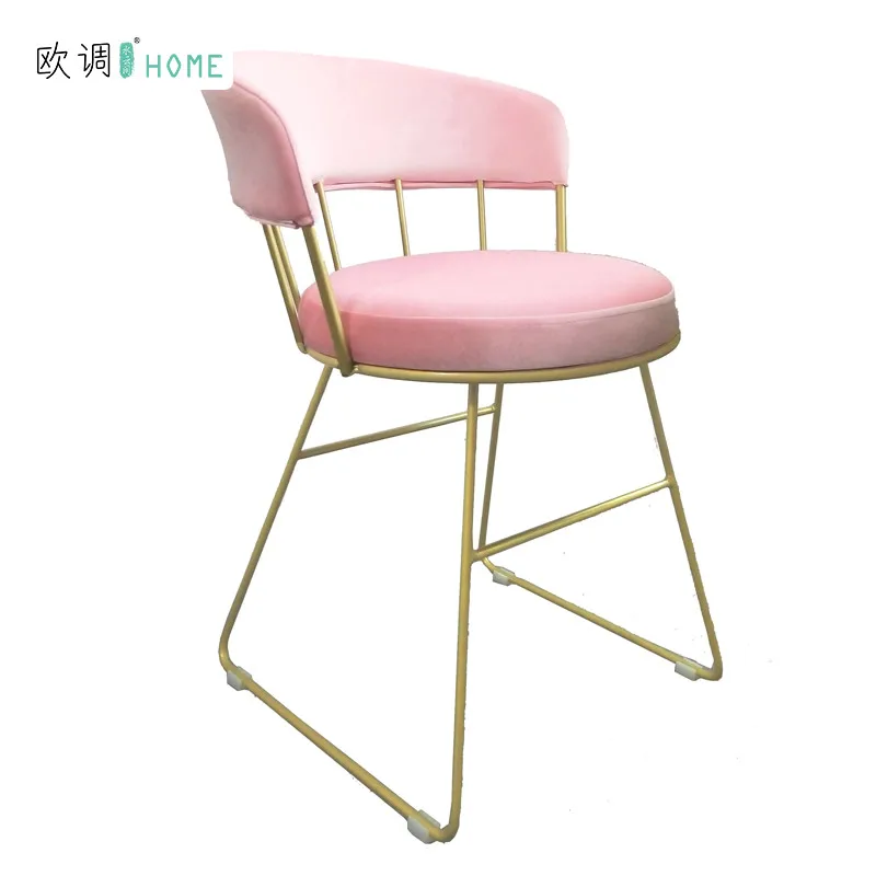 Розовый стул для макияжа для девочек, современный минималистичный туалетный столик, стул, подсетка, красный стул для сидения, Скандинавское кресло для спальни, спинка, стул