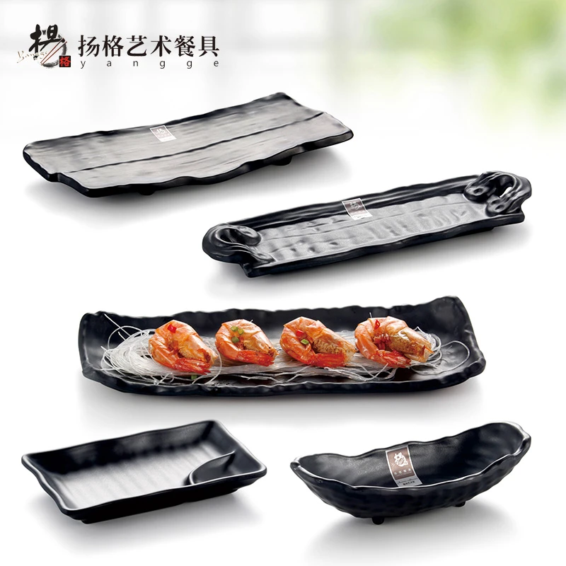 Sia Huat Black Scrub Striped Barbecue Meat Sushi Dinner Plates Melamine Kitchen Cutlery Korean Cuisine Saury Fruit Dessert Plate Dishes Plates Aliexpress