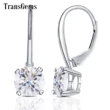 Женские серьги кольца из белого золота Transgems 14K 585 2 карата 6 5 мм