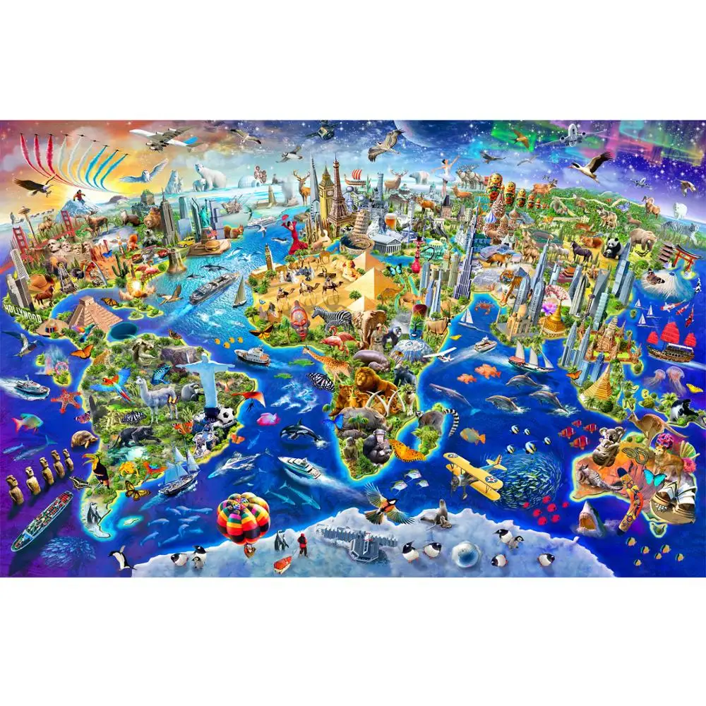 Oversize world famous painting series wooden jigsaw puzzle 5000 pieces 1000 pieces children's educational toy gift decorative pa