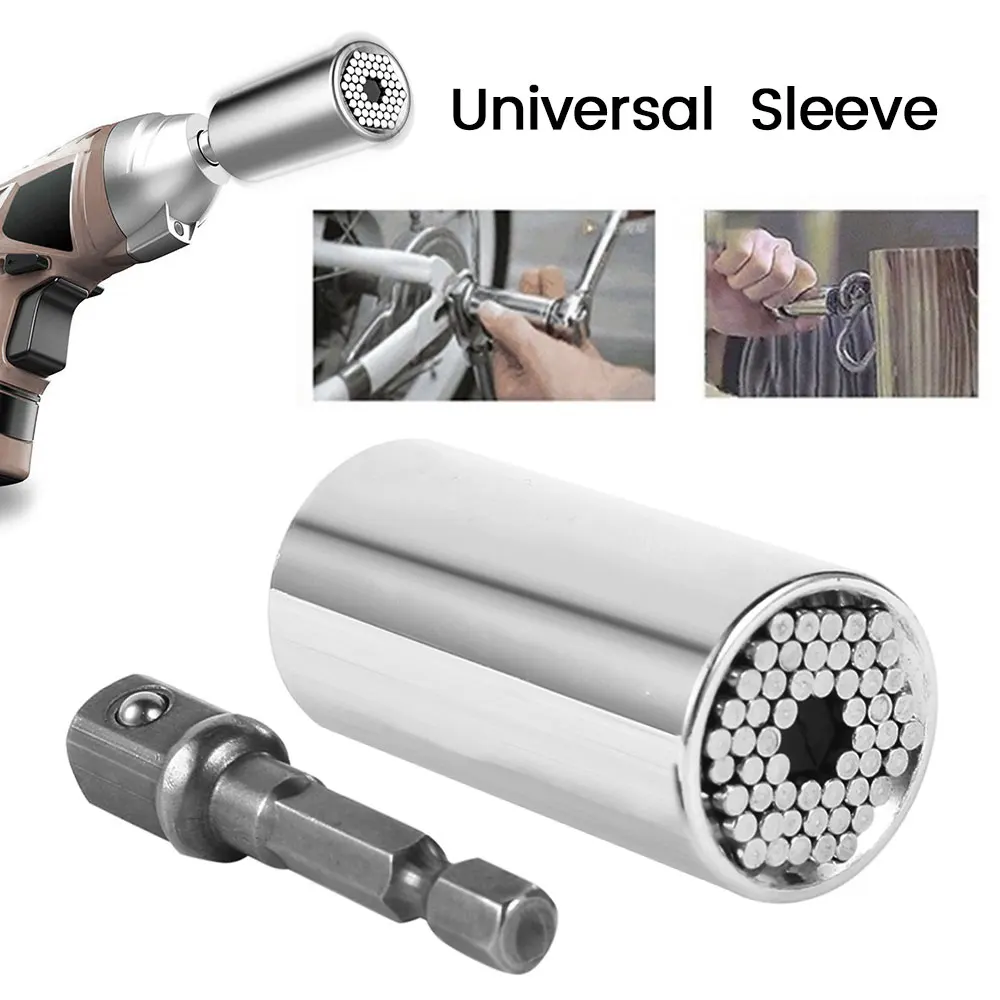 Universal Torque Wrench Head Set Socket Sleeve 7-19mm Power Drill Ratchet Bushing Spanner Magic Key Grip Hand Tools