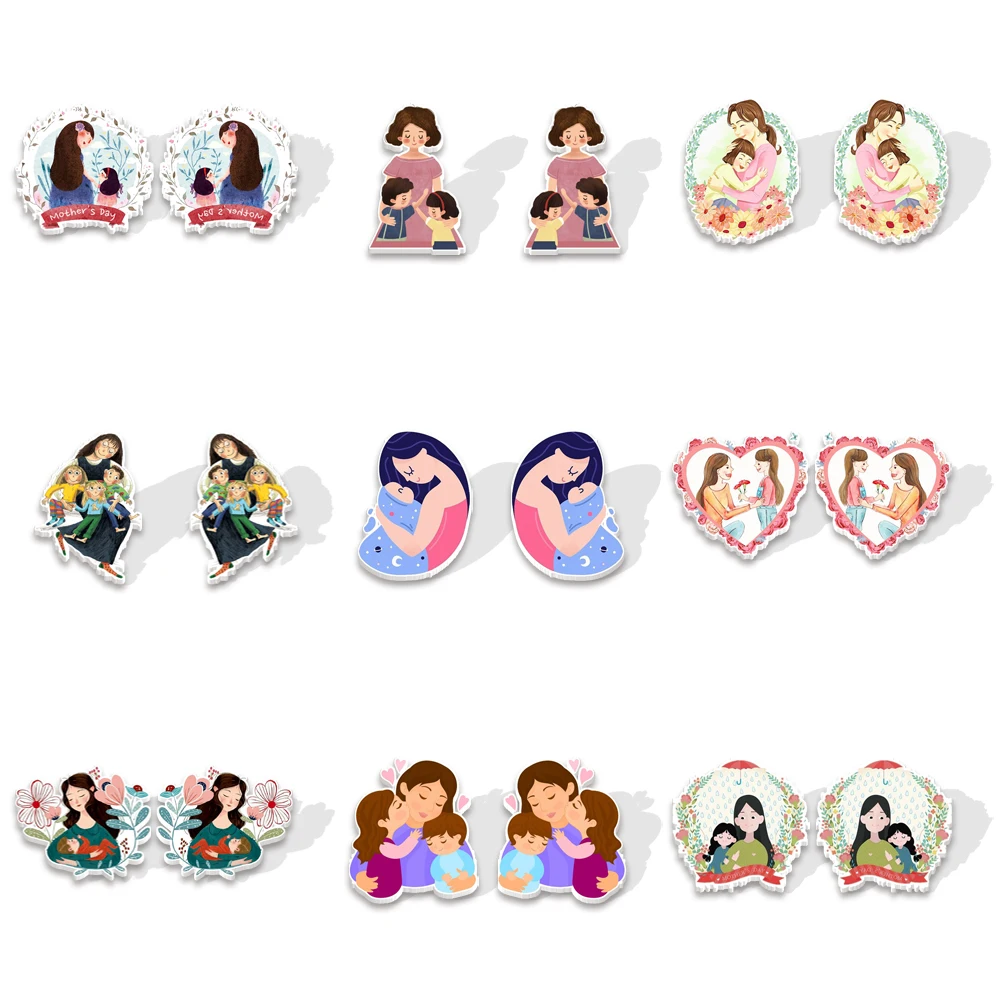 

Stud Earrings Cartoon Mom Acrylic Earring For Mother's Day Gift Jewelry Accessories