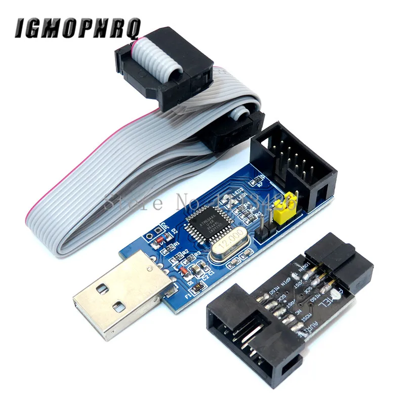 Плата адаптера с 10Pin на 6 Pin + USB программатор USBASP USBISP AVR ATMEGA8 ATMEGA128 ATtiny/CAN/PWM модуль