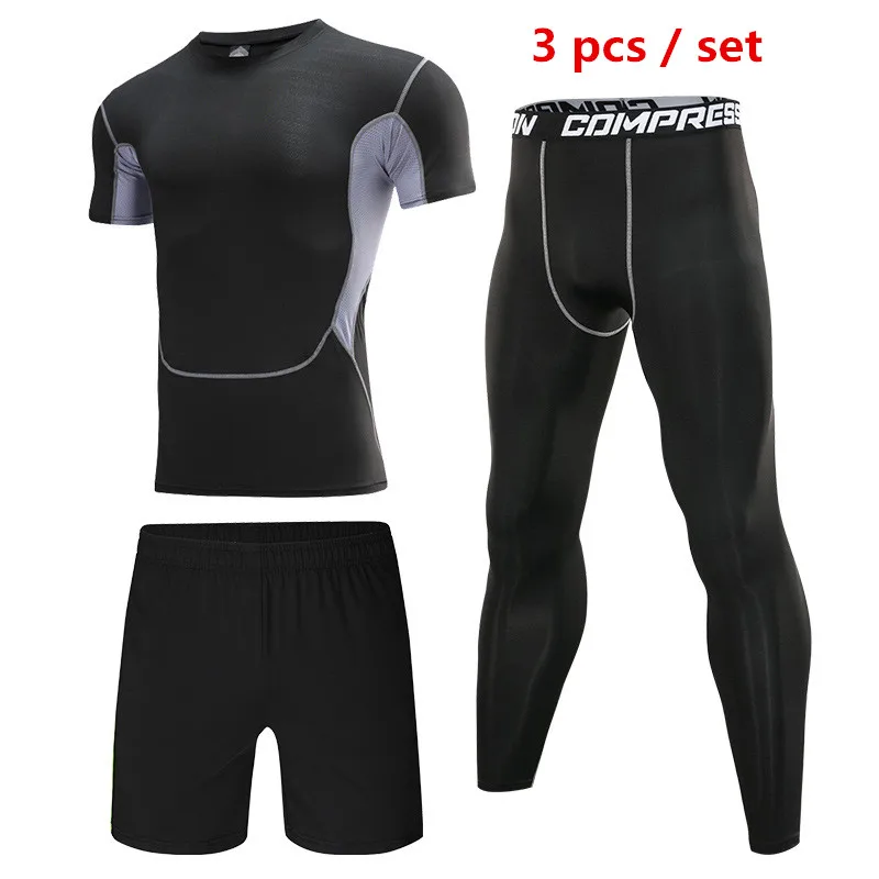4 шт набор/мужской спортивный костюм для спортзала компрессионная Одежда Фитнес Спортивная одежда для бега спортивные колготки
