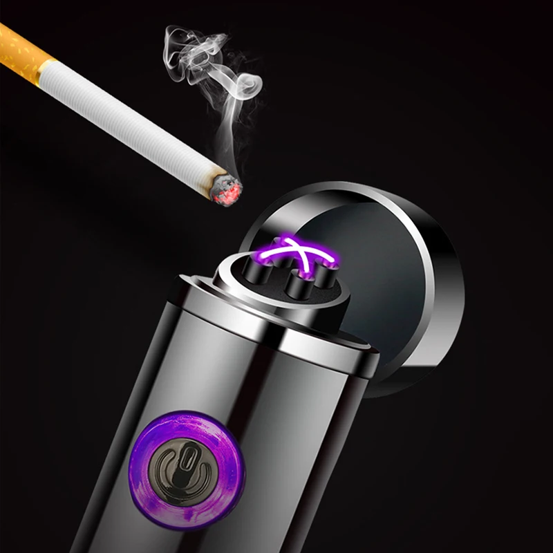 Мини Dual Arc USB Зажигалка сенсорный датчик переключатель зарядка электронная сигара плазменная Зажигалка Ветрозащитная беспламенная зажигалка
