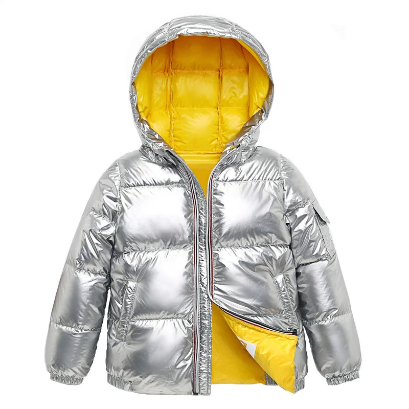 

2019 Children Winter Duck Down Jacket for Kids Girl Silver Boys Casual Hooded Coat Big Boy Clothing Outwear Kids Jacket Snowsuit