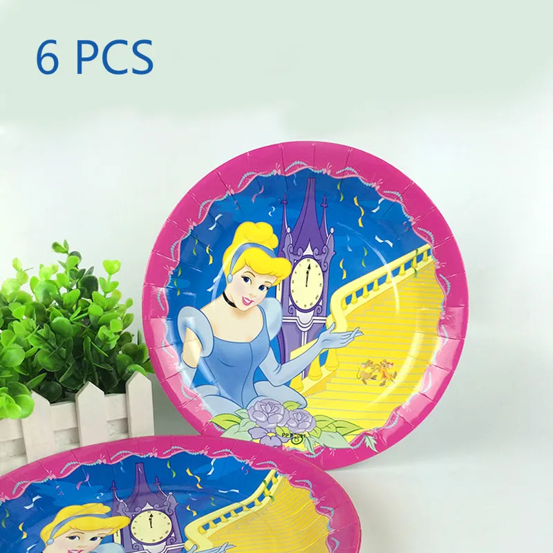 Золушка день рождения поставки украшения тема для подарка для девочек Cinderela Disneys бумага "Принцесса" чашки Посуда - Цвет: plates