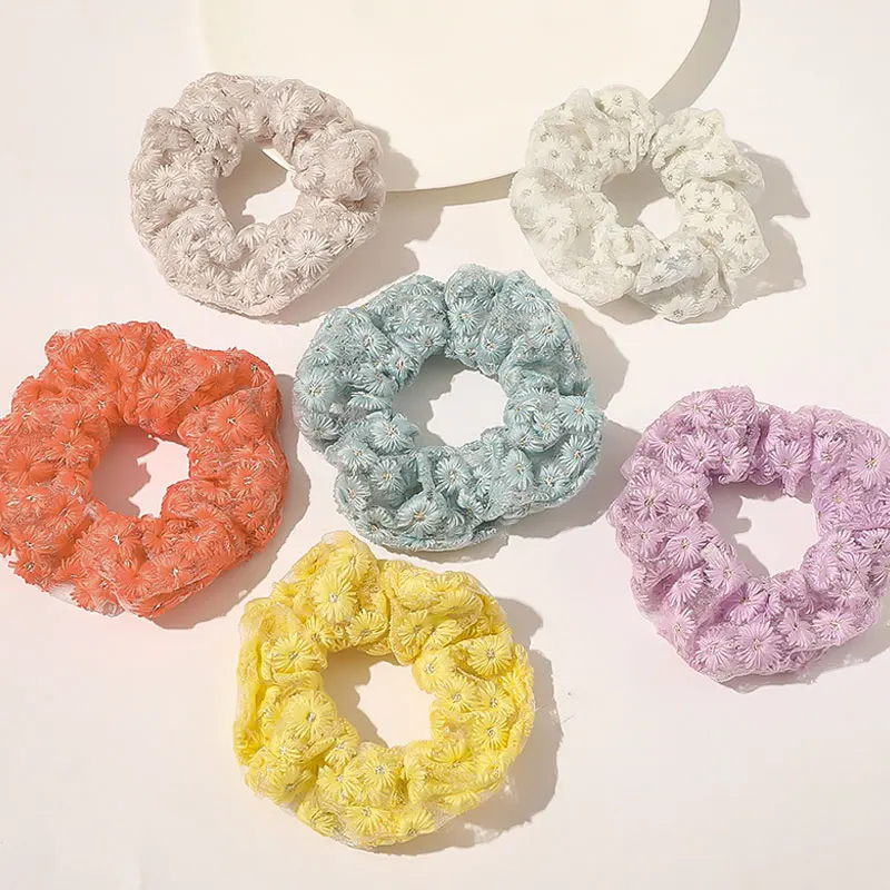Korea Women Elastic Kawaii Lace Hair Bands Cute Girls Mesh Scrunchie Ponytail Transparent Tulle Headwear Accessories |