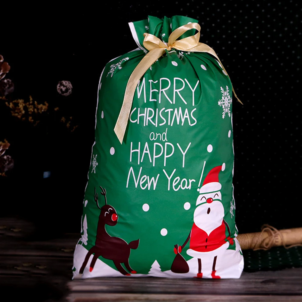 50Pcs Christmas Candy Cookies Packing Bags New Year Gift Bag Xmas Santa Claus Gift Storage Bag For Christmas Party Decoration