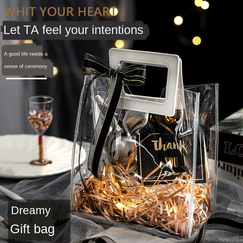 

Wedding Candies Box Ins Transparent wishing rabbit LED luminous surprise Bridesmaid Gift Box Bag Empty Custom Hand Gift Tote Bag
